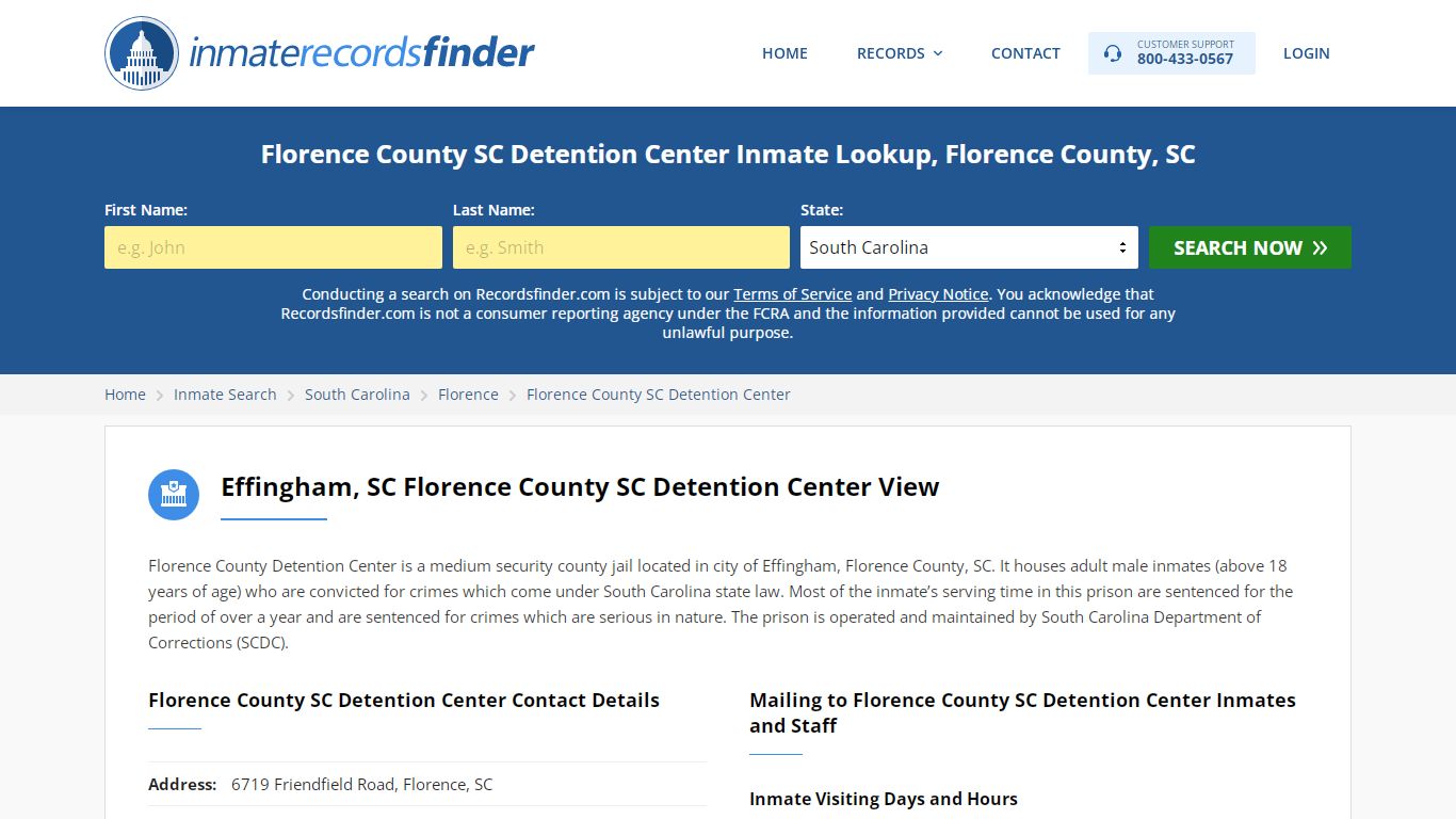 Florence County SC Detention Center Roster & Inmate Search ...